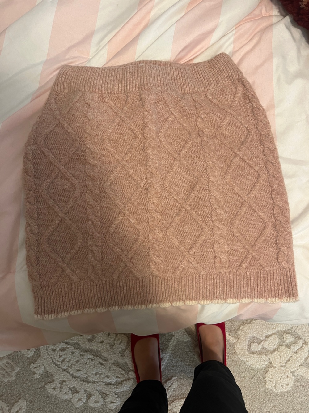 Altar'd State Blush Pink Cable Knit Mini Skirt